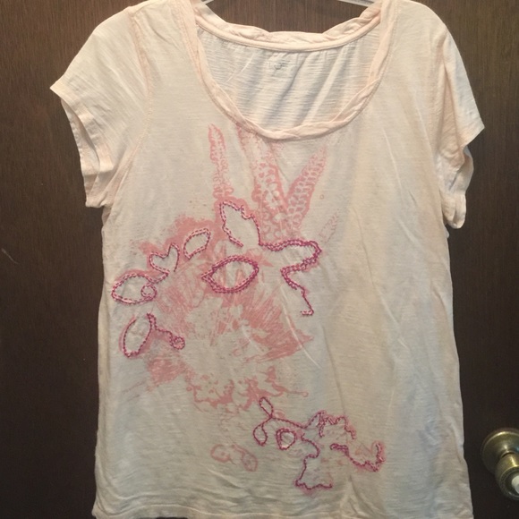 Loft size XL pink with floral design tee