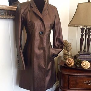 Pamela McCoy faux leather coat