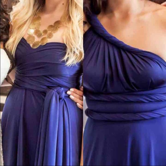 Navy blue convertible floor-length dress