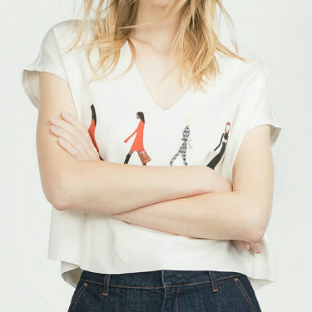 Zara white cropped tee