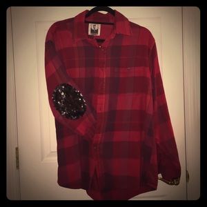 NWT LF stores red flannel open back shirt