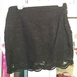 Jet black lace skirt