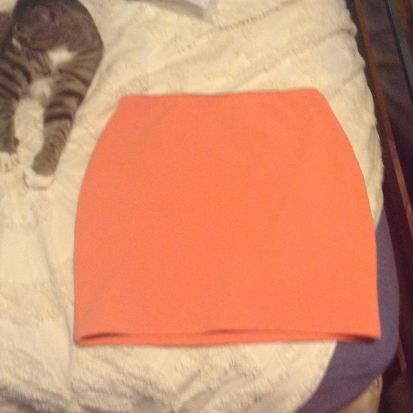 Coral Body Con Mini Skirt