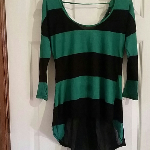 Green and black V Neck top - Picture 1 of 4