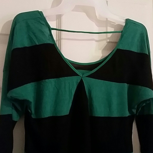 Green and black V Neck top - Picture 4 of 4