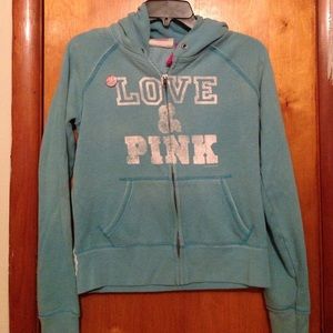Light Blue Love & Pink Victoria Secret PINK jacket