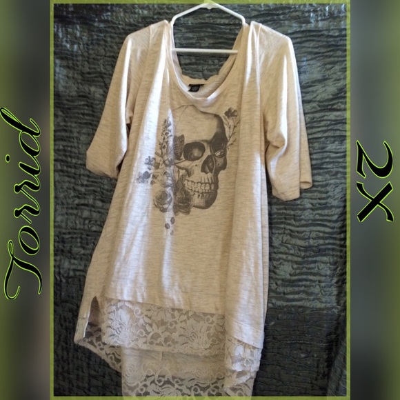 Torrid Floral Skull Lace Tunic 2X