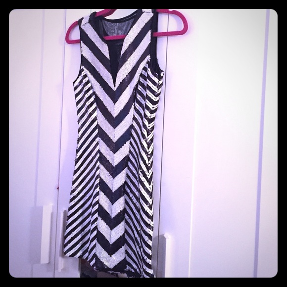 Black & White Sequin Bebe mini party dress