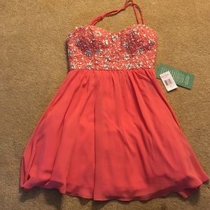 Salmon mini formal dress