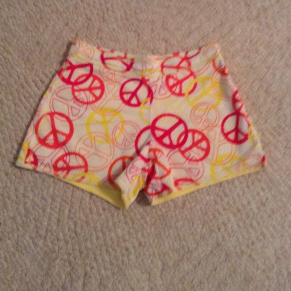 multicolor peace sign shorts