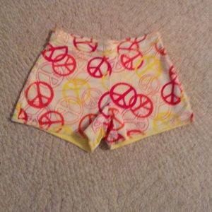 multicolor peace sign shorts