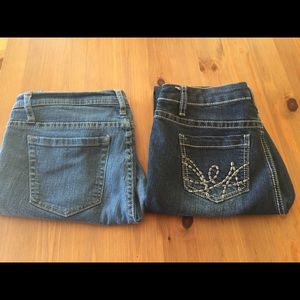 Two pairs of skinny jeans.