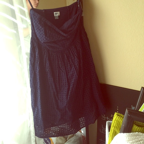 Strapless navy blue eyelet dress from old navy