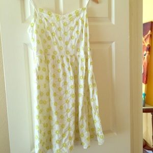 Short white and yellow eyelet dress