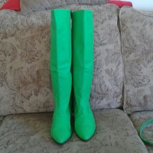 Fluorescent green boots size 12 w/ matching purse