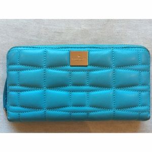 Kate Spade Leather Lacey Blue Teal Bow Wallet