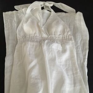 Elegant long linen halter dress