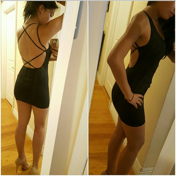 Black Strappy back mini dress LBD