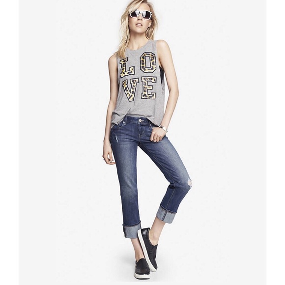 {Express} Low Rise Cropped Cuffed Skinny Leg