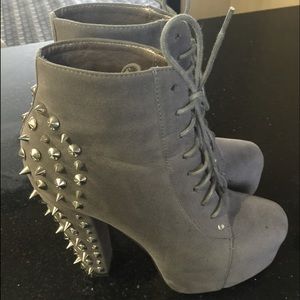 Gray bootie heels. Size: W8.5 worn once.