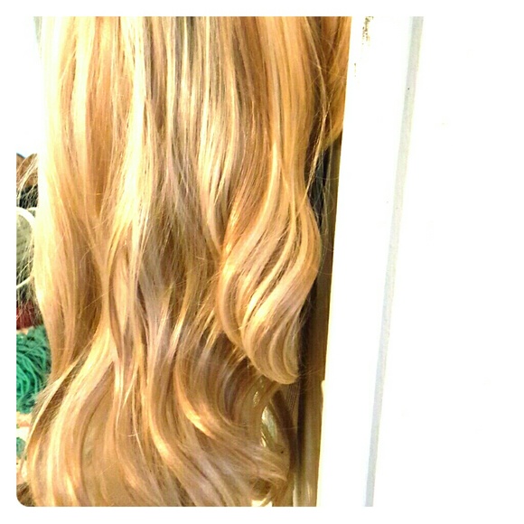 Blonde and strawberry long curly full wig