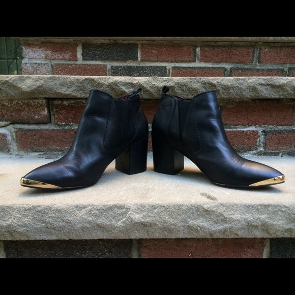 Leather black ankle boots