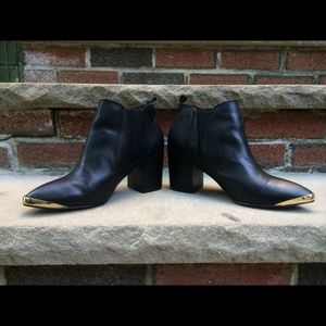 Leather black ankle boots