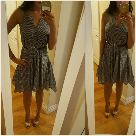 Flowy striped navy dress