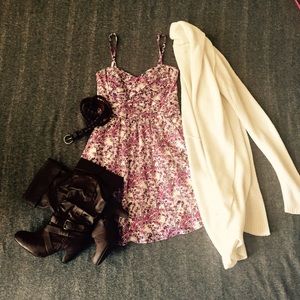 Strapless Floral Fit and Flare Dress