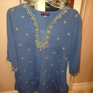 Powder blue kimono type blouse