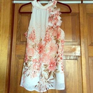 Maurice's high neck floral chiffon blouse