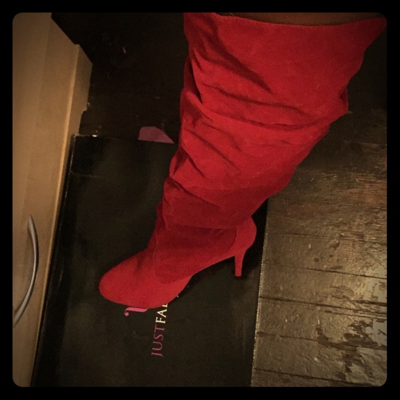 Sexy Red Knee High Boots