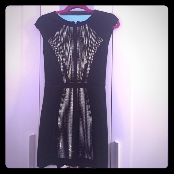 Black & silver studded sequin Bebe mini dress