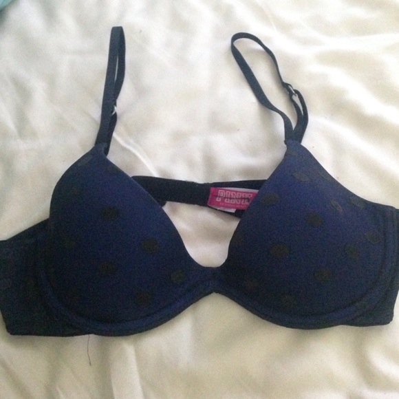 VS pink dark blue with black polka dots 32A bra