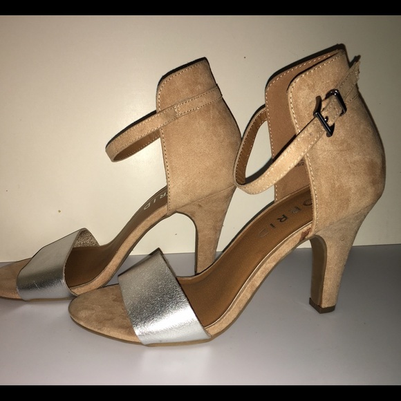 Torrid Nude Faux Suede Metallic Strap Sandals