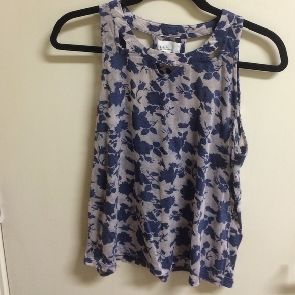Blue and white floral tank