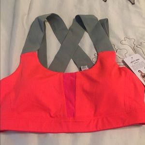 alo sports bra.bright pink and grey