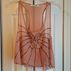 Sheer forever 21 beaded crop top