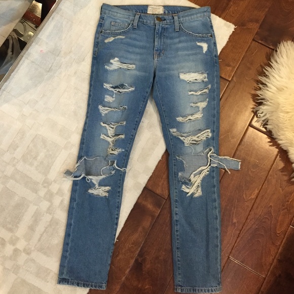 Current Elliot cropped distressed denim
