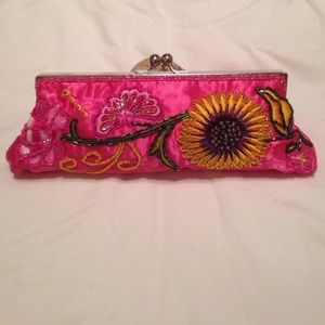 Sunflower beaded clutch/shoulder bag