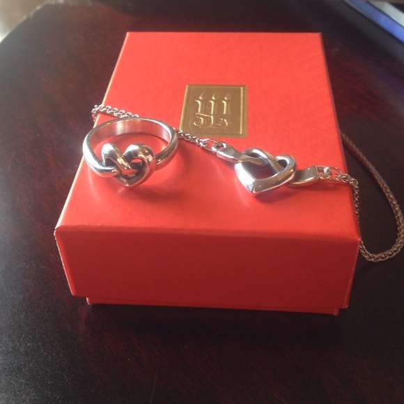 James Avery heart knot ring and necklace