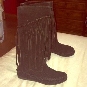 Black Fringe Boots! Size 8