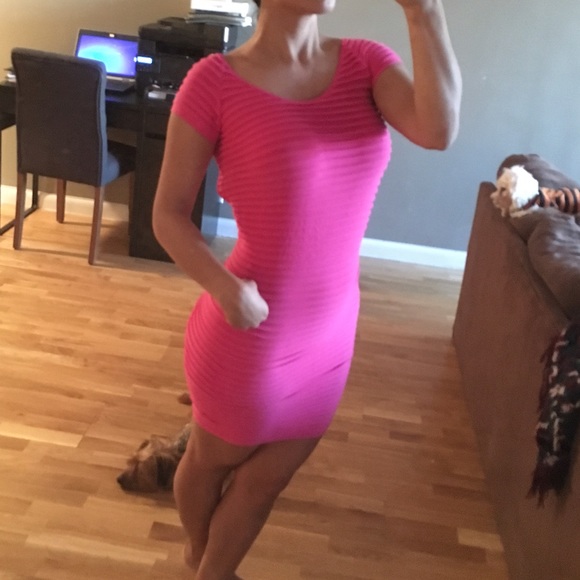 Bright Pink Bodycon Dress - Picture 2 of 3