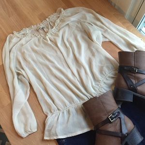 cream peasant top