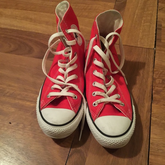 Red high top converse (worn once)