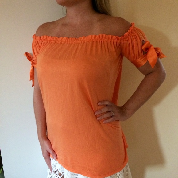 NWT Tangerine Off The Shoulder Top - Picture 1 of 3