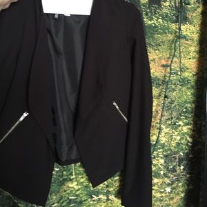 Black blazer with silver zipper detail