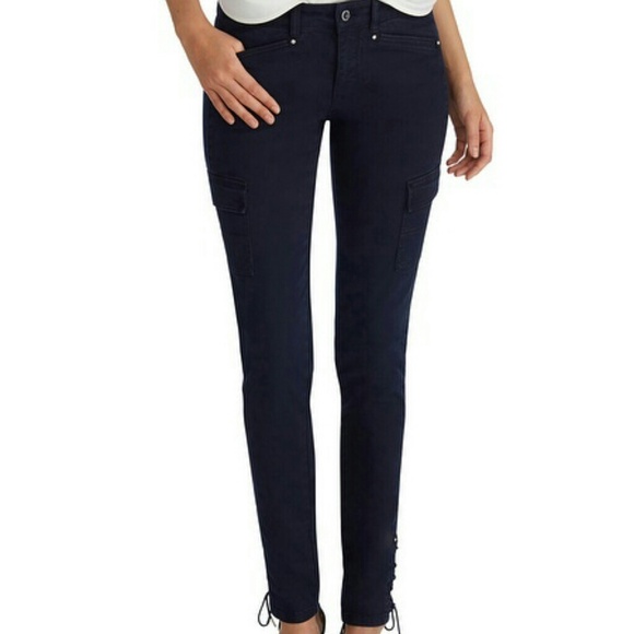 WHBM Navy cargo skinny jeans Size 6