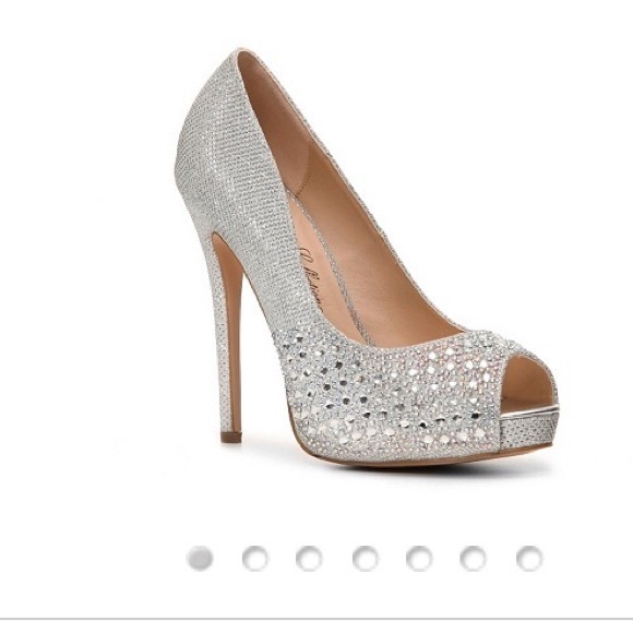 Sexy jeweled silver high heel pumps