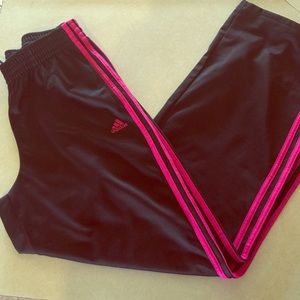 Adidas black and pink striped pants